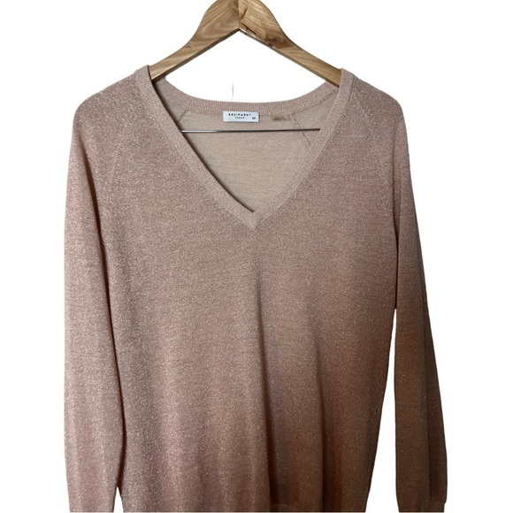 Equipment Asher V Neck Shimmer Pink Wool Blend Sweater S - Picture 3 of 6